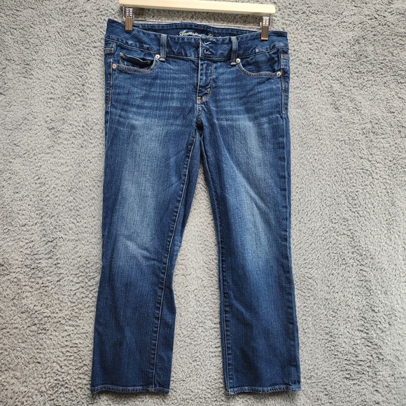 American Eagle Outfitters Jeans Womens 10 Blue Denim Cotton Straight Leg Zip Fly - Picture 1 of 16